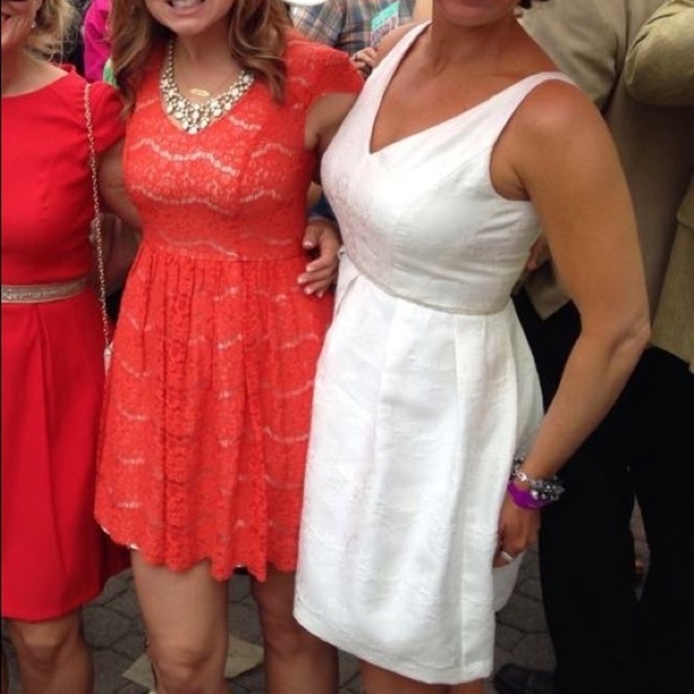 A. Drea White Brocade Dress